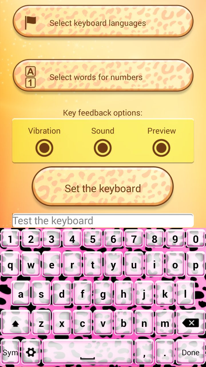 Android application Cute Cheetah Keyboard Theme screenshort