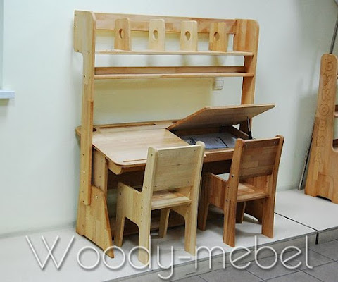 Детская мебель: парта двойная С885 со стульями и надстройкой
