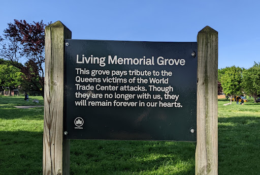 This grove pays tribute to the Queens victims of the World Trade Center attacks. Though they are no longer with us, they will remain forever in our hearts. NYC Parks Submitted by @lampbane