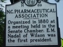Organized in 1880 at a meeting held in the Senate Chamber. E. M. Nadal of Wilson was the first president.Plaque via North Carolina Highway Historical Marker Program, and is used with their...