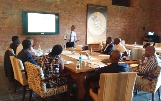 Lumko Mphande delivers a presentation on his idea for a scooter rental business to a panel of experts in a competition for budding entrepreneurs. Picture: SUPPLIED