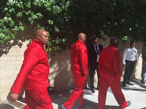 EFF MPs including Floyd Shivambu and Godrich Gardee arrive for SONA 2017.