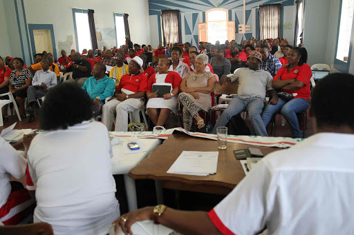 BOYCOTTING ELECTIONS: Sadtu members pay close attention during their meeting in King William’s Town yesterday Picture: MICHAEL PINYANA