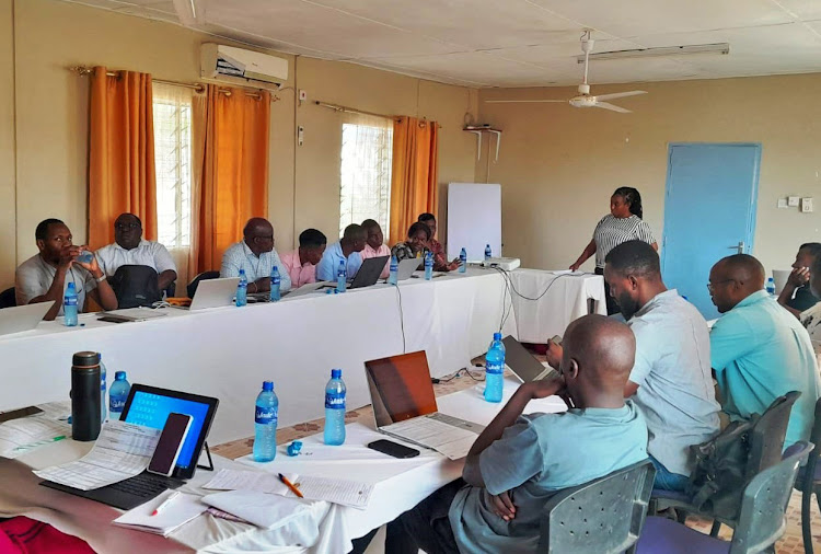 Officers from the County Government of Turkana, Catholic Relief Services among other stakeholders during a meeting to discuss the administration of SMC anti-malarial drugs in Turkana Central /KNA