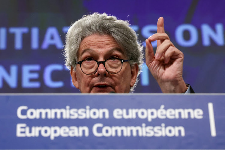 Thierry Breton speaks at a news conference in Brussels, Belgium, February 23 2023. Picture: YVES HERMAN/REUTERS