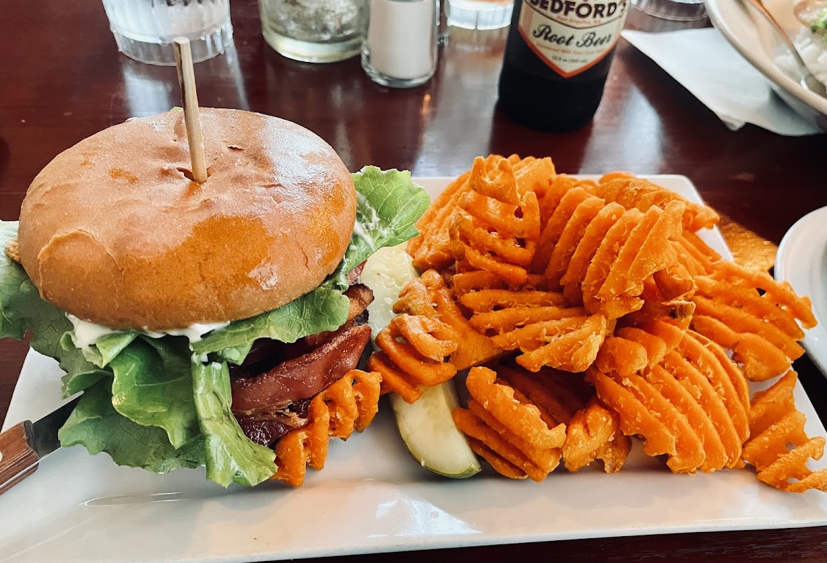 Burger with gf bun, fries most likely cross contaminated