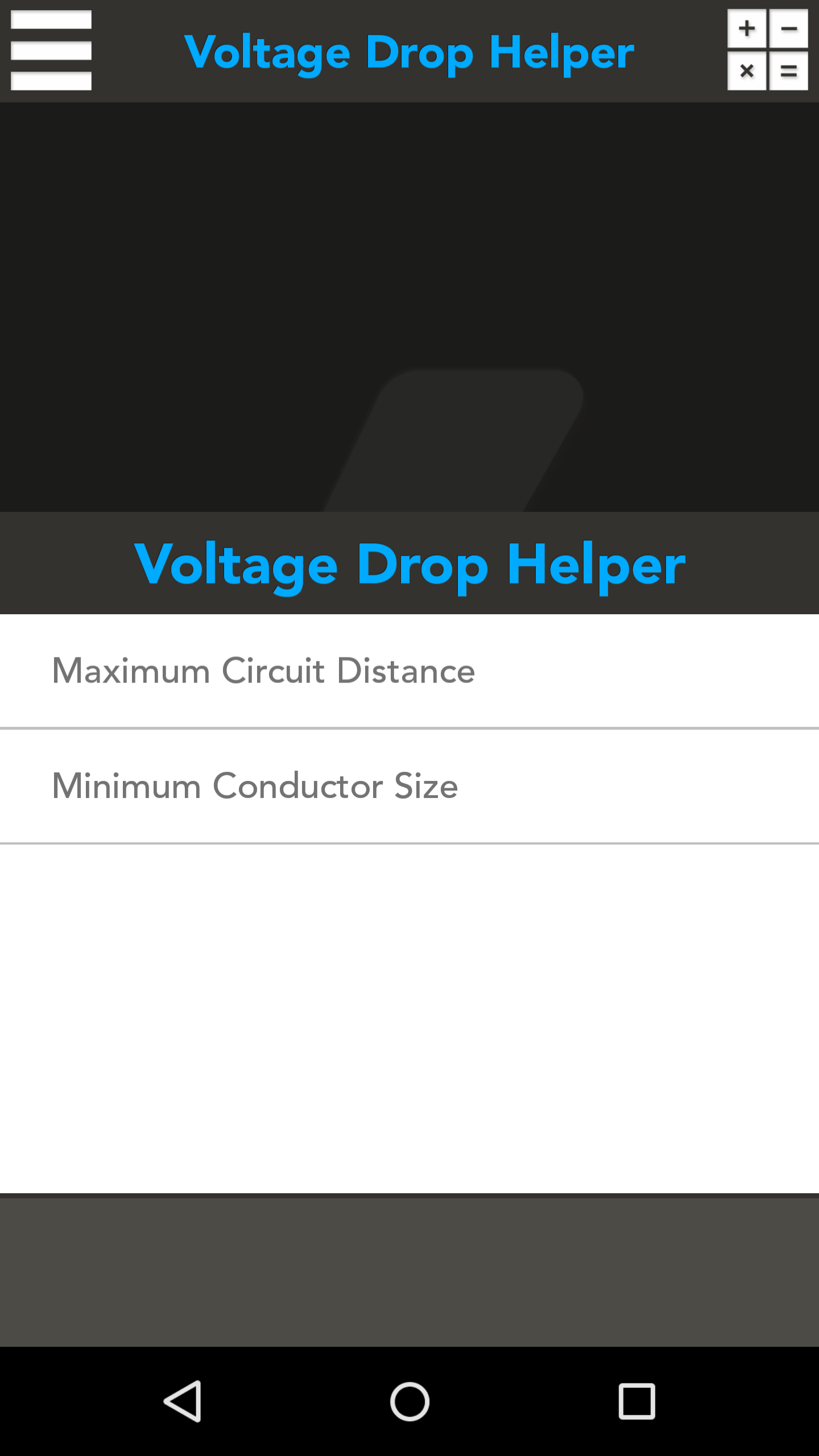 Android application Voltage Drop Helper screenshort