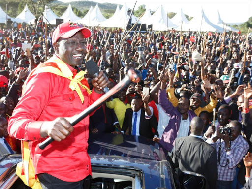 Deputy President William Ruto during a rally at Olemoncho, Narok County on Friday, May 19, 2017. /DPPS