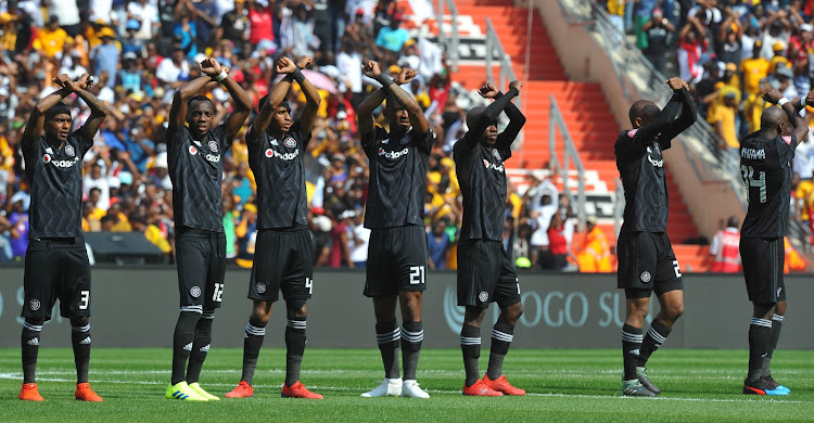 General view of Orlando Pirates players during the Absa Premiership match between Kaizer Chiefs and Orlando Pirates on the 09 February 2019 at FNB Stadium.