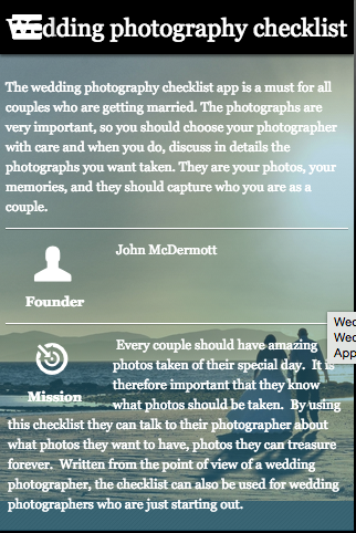 Android application Wedding photography checklist screenshort