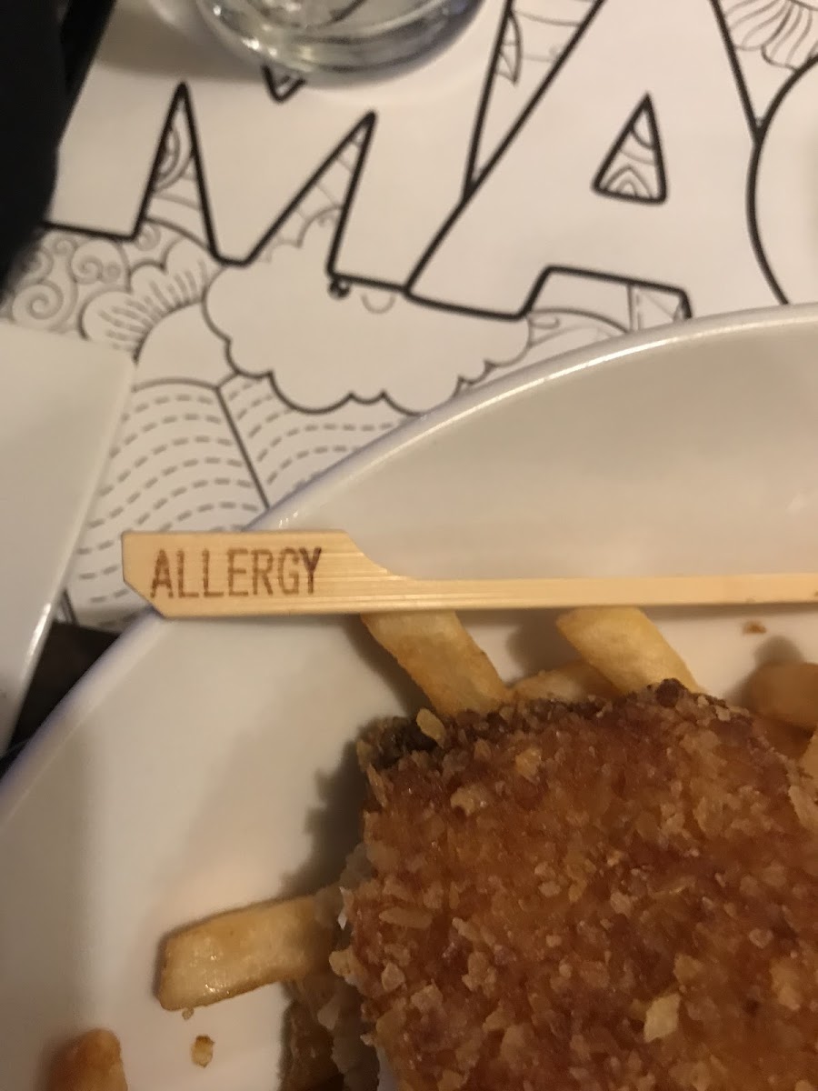 They recognize it as a “wheat allergy”.  This sign will be on your food.   So you know it’s gluten free.