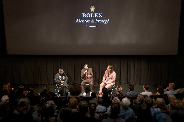 Kyle Bell (centre), protégé in film, and his mentor Spike Lee (left), take part in a conversation moderated by Adam Piron, Director of the Sundance Institute’s Indigenous Program.