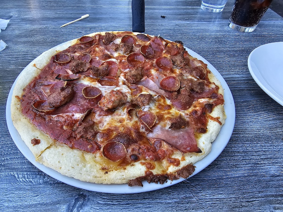 Meaty, meaty gf pizza