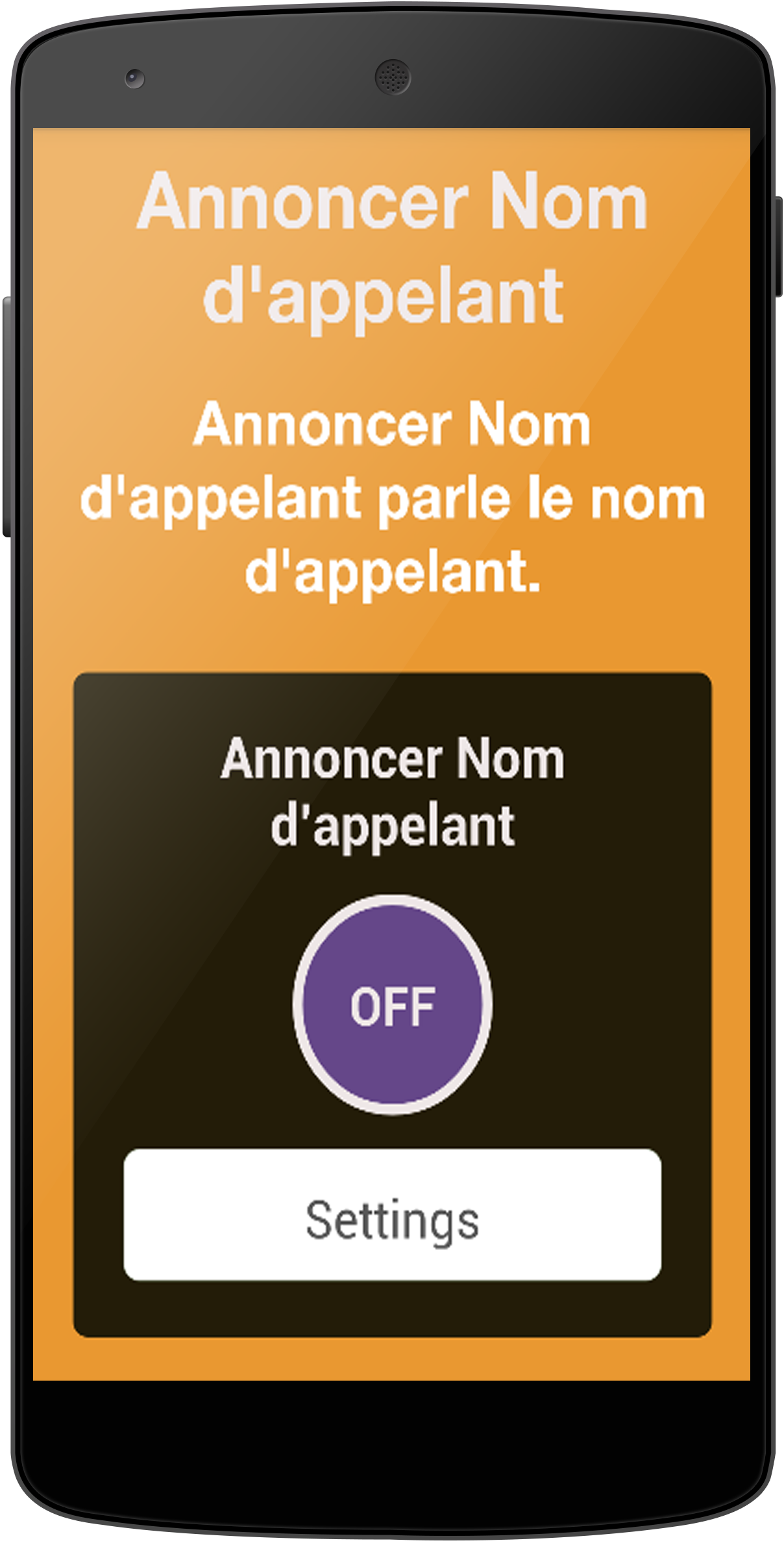 Android application Annoncer Le Nom Dappelant screenshort