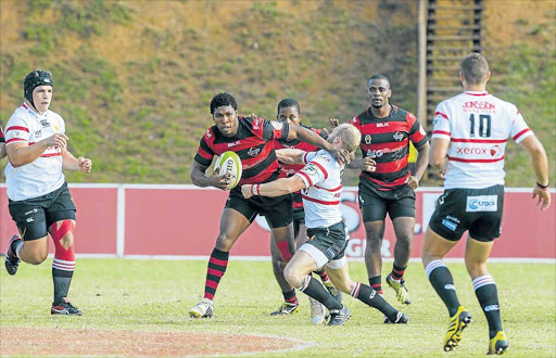 ON A MISSION: Somila Jho (with ball), who represented the EP Kings during the Currie Cup qualifiers last year, has already impressed for his new team, the Fort Hare Blues, and is looking to make his mark during this year’s Varsity Shield competitionPicture: GALLO IMAGES