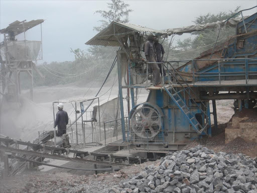 DUMPING WASTE: Workers at Jaribuni Timbo quarry.