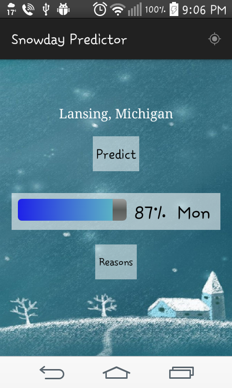 Android application Snow Day Calculator screenshort