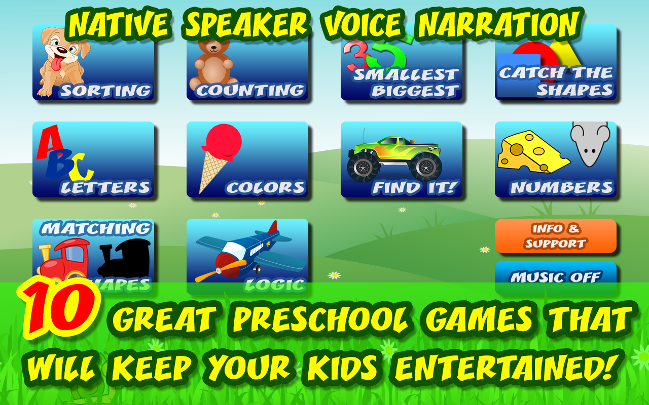 Android application 10 Preschool Games for Kids screenshort