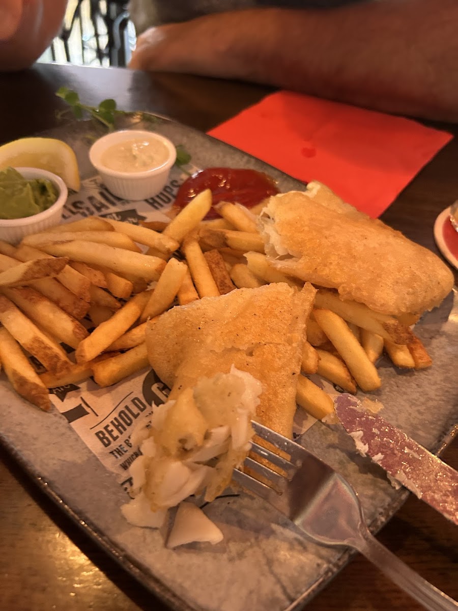 Gluten free fish and chips.
