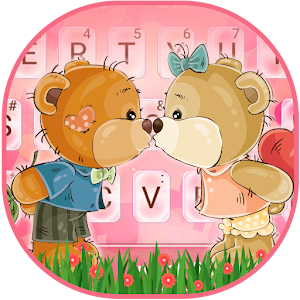 Download Cuteness Teddy Bear Kiss Keyboard Theme For PC Windows and Mac
