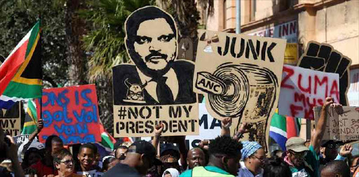 Thousands protest demanding the removal of President Jacob Zuma. Image: ESA ALEXANDER