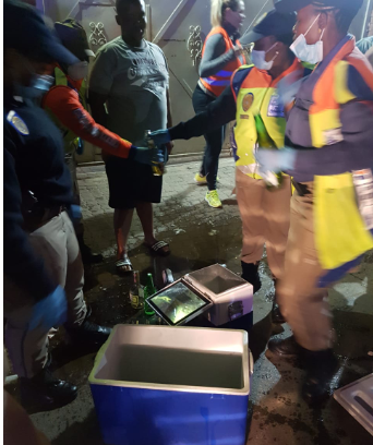 A pedestrian who was found with a coolerbox of alcohol in Hillbrow.