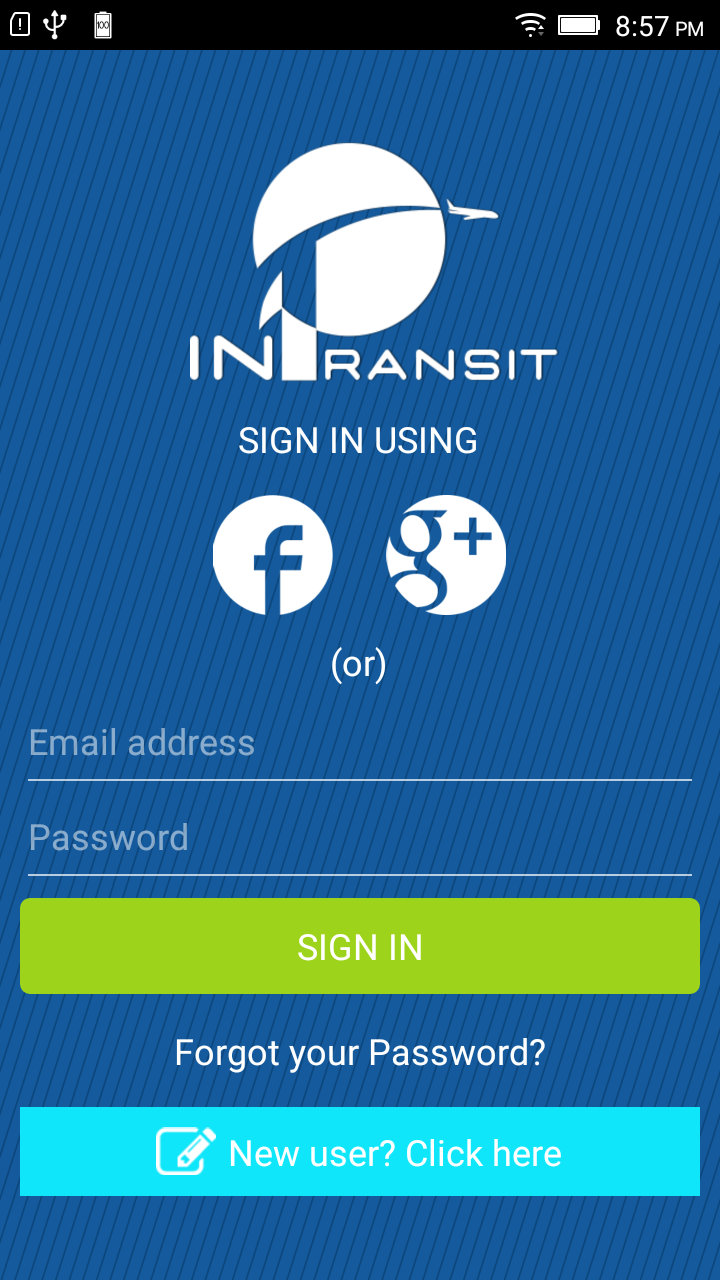 Android application inTRANSIT screenshort