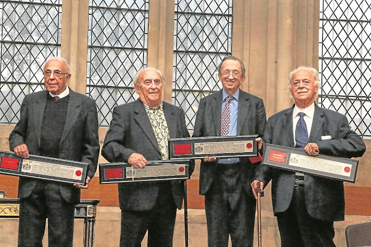 January 27 2016. Stalwarts in the struggle against apartheid Ahmed Kathrada, Denis Goldberg, Joel Joffe and George Bizos received the Freedom of the City of London at The Guildhall.