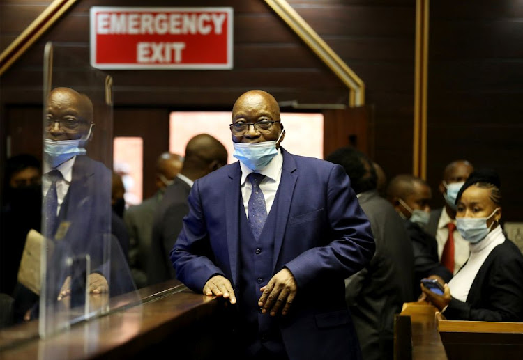 Former president Jacob Zuma in the Pietermaritzburg high court on May 17 2021.