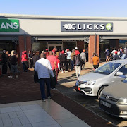 EFF members gathering outside the Clicks store in Kimberley, Northern Cape. 