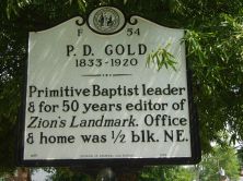 Primitive Baptist leader & for 50 years editor of Zion's Landmark. Office & home was 1/2 blk. NE.Plaque via North Carolina Highway Historical Marker Program, and is used with their permission....