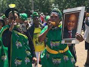 Jacob Zuma supporters outside the Pietermaritzburg high court on November 30 2018. A group of concerned citizens says in an affidavit that jailing Zuma would lead to anarchy and civil disobedience but does not explain why.
