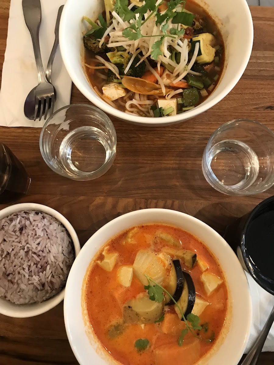 Curry with jasmine rice and the rice noodles