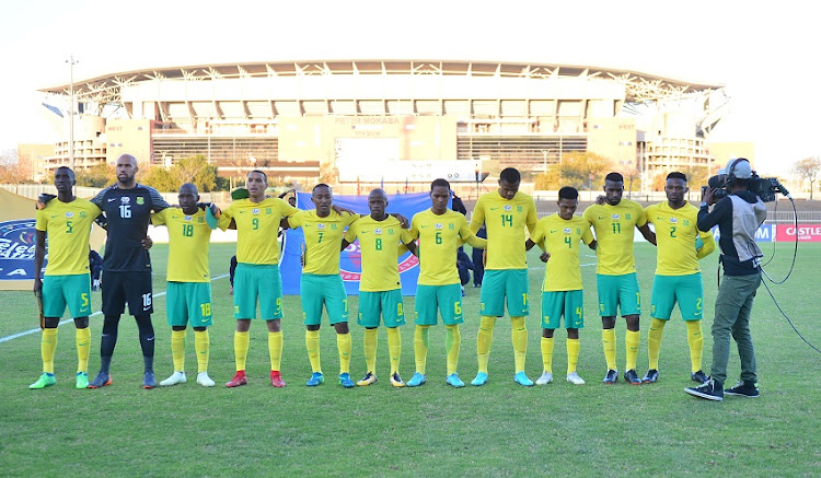 South Africa players during the 2018 COSAFA plate semifinals match between Namibia and South Africa at Old Peter Mokaba Stadium, Polokwane on 05 June 2018.