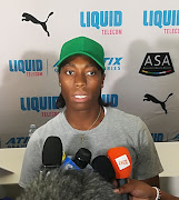 World 800m champion Caster Semenya speaks to the media at the Liquid Telecom Athletics Grand Prix at Tuks Stadium on Tuesday March 6 2018. 