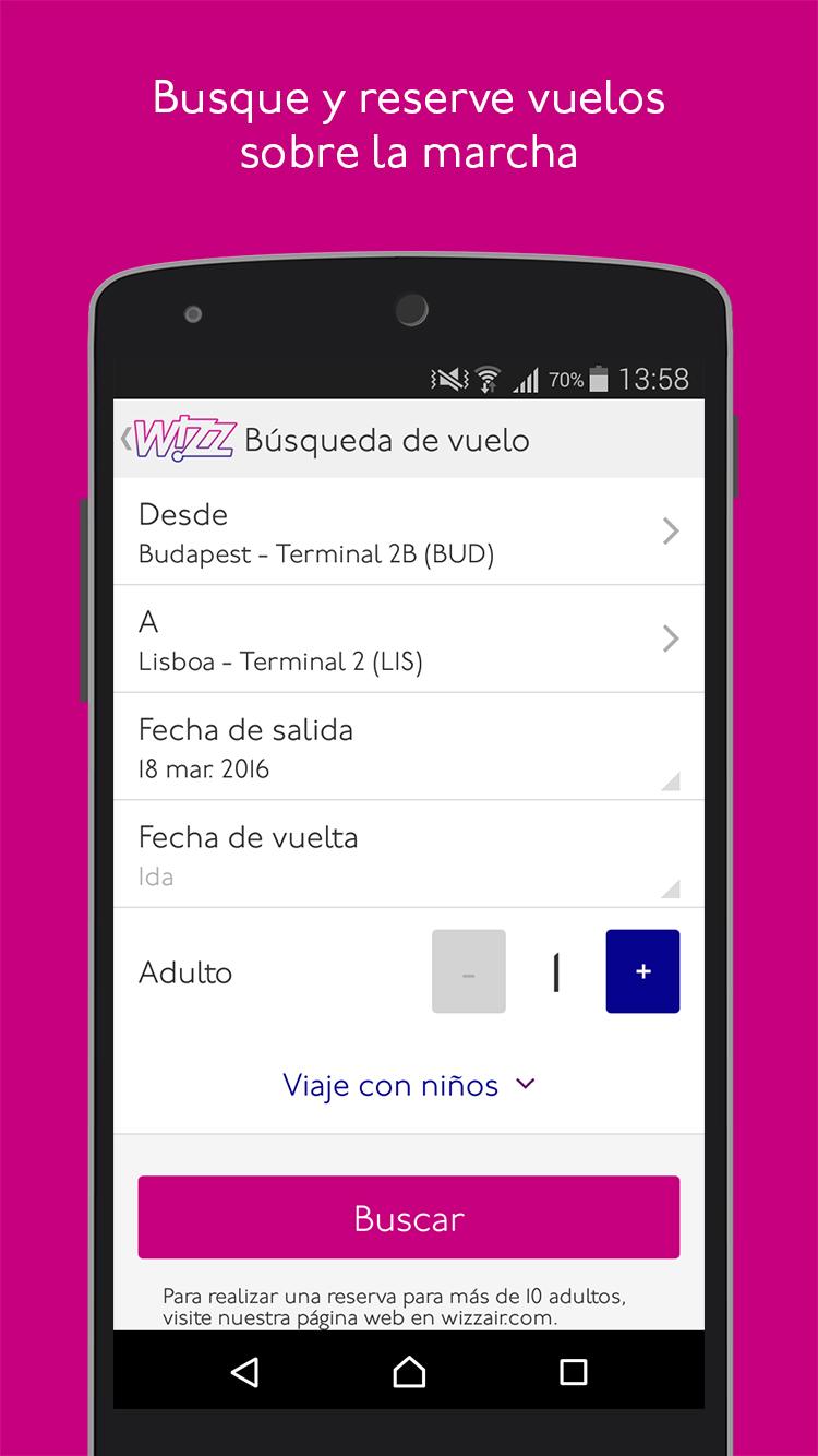 Android application Wizz Air screenshort