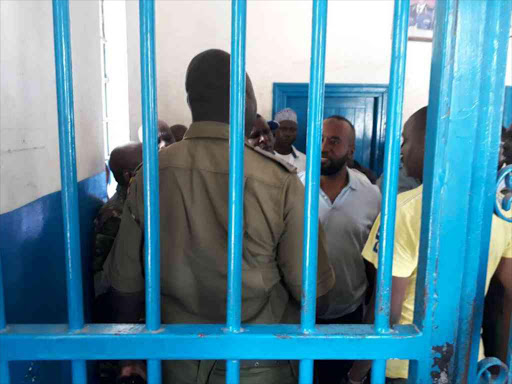 Mombasa Governor Hassan Joho at Nyali police station where he was held after demanding the release of seven inspectorate officers, September 25, 2017. /ELKANA JACOB
