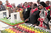 OWN GOALS: President Mugabe and the First Lady Dr Grace Mugabe during celebrations to mark his 91st birthday in Victoria Falls at the weekend