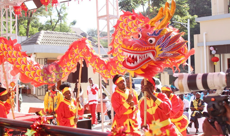 CIUON students during the Dragon dance performance at the University of Nairobi on February 7. 2024.