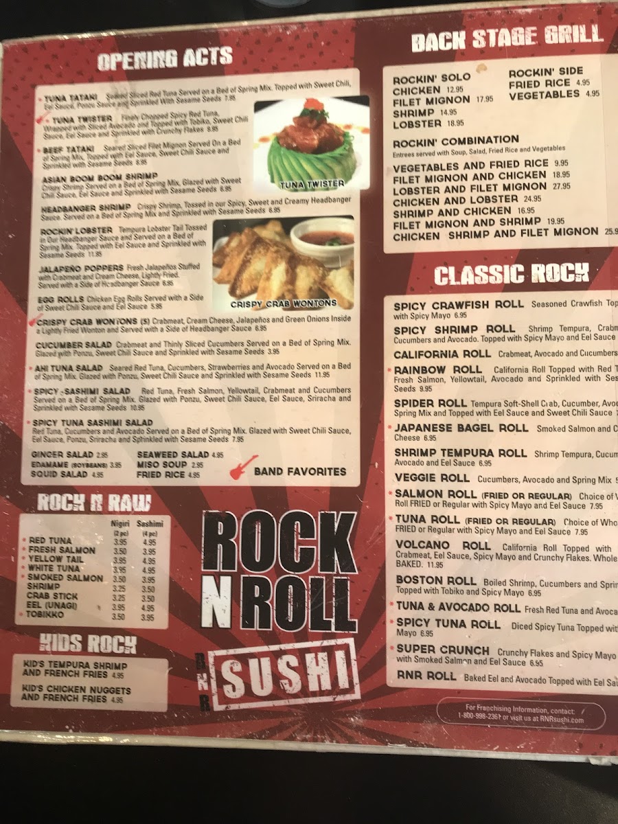 Rock N Roll Sushi gluten-free menu
