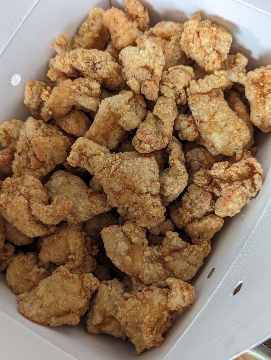 Popcorn chicken bucket. Easily served 5 hungry family members, woth leftovers!