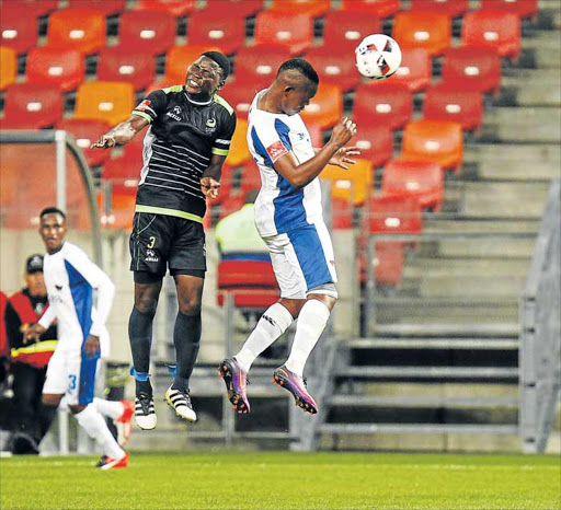 HEADS UP: Lerato Manzini of Chippa United, right, could turn out this weekend at the Sisa Dukashe Stadium on Sunday when Chippa play in the Diski Challenge against Sundowns GALLO IMAGES