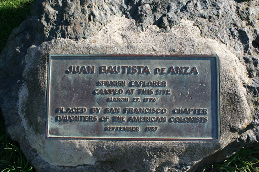 +37° 47′ 14.21″, -122° 28′ 13.57″ Mountain Lake Park (last natural lake in San Francisco)Juan Bautista De Anza, Spanish Explorer, Camped at this site March 27, 1776