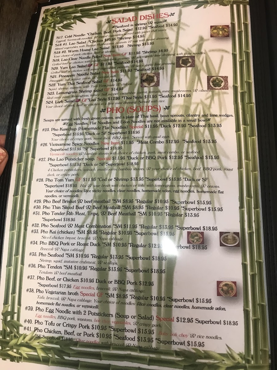 Pho Lena gluten-free menu