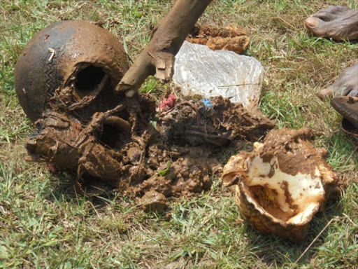 Some witchcraft paraphernalia discovered at Nabuganda in Samia.Photo Gilbert Ochieng