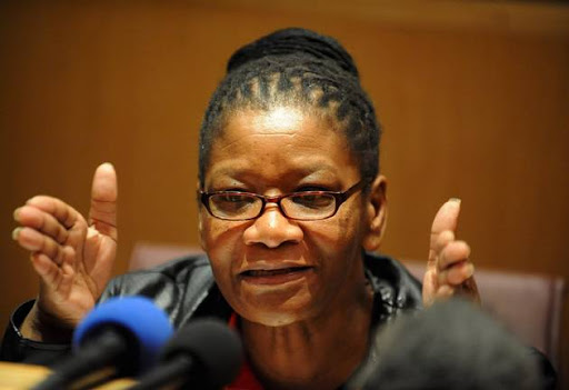 North West Premier Thandi Modise briefing to the Provincial Public Accounts Committee on the forensic investigation of the missing royalties of tribal Authorities paid from mines in Rustenburg held at Madibeng Town Hall in Brits. Pic. Tsheko Kabasia. 27/09/2013. Sowetan / Sunday World.
