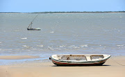 Boats of fishermen near the beach at the Indian Ocean near Maputo the capital of Mozambique 