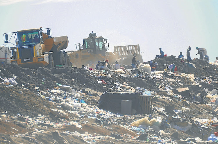 Vagrants scavanging in search for any material to recycle in order to put food on the table have put up shacks to live in at the Roundhill Landfill Site in Berlin.