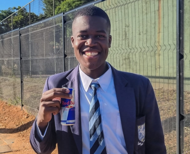 Tshegofatsy Madisang, 18, grabbed a Red Bull before the start of his first day of matric at Sandown High School. He says he needs it for all the work that awaits him.