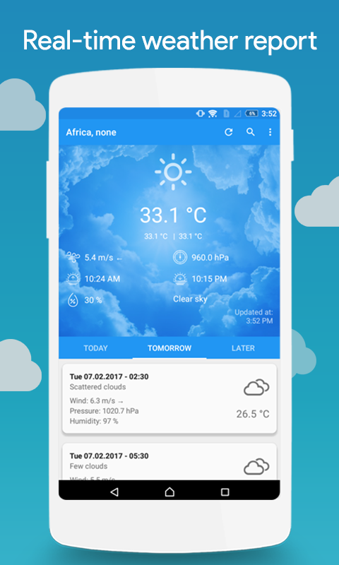 Android application Weather screenshort